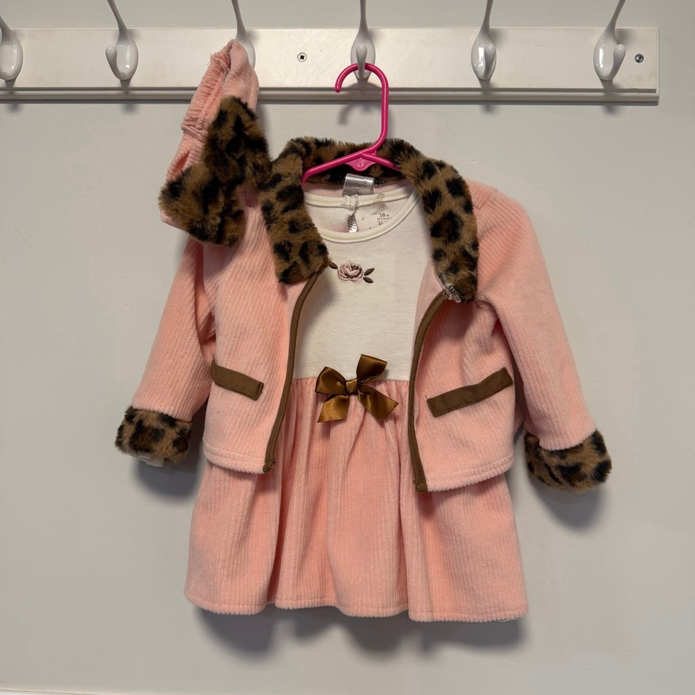 Baby Starters Girls Pink Corduroy Matching Set 18 Months leopard Headband - Picture 10 of 16